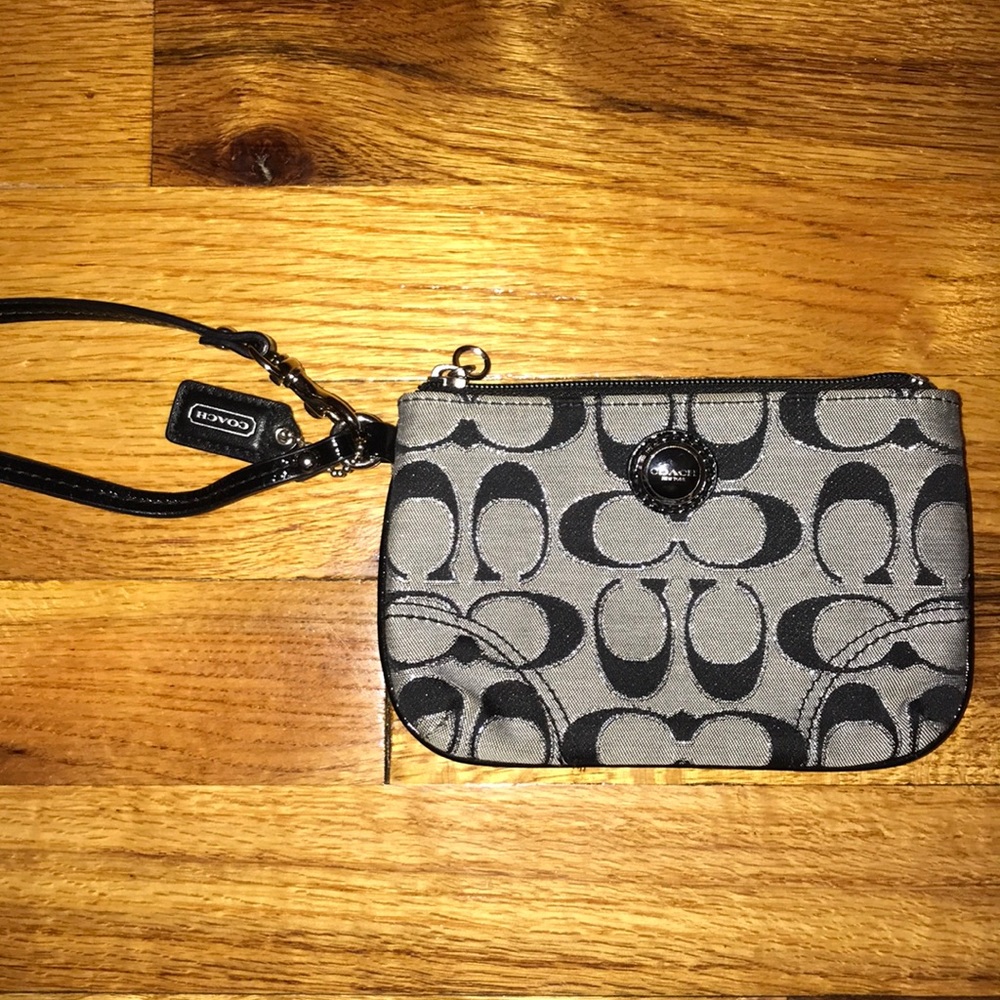 Black and grey Coach wristlet!